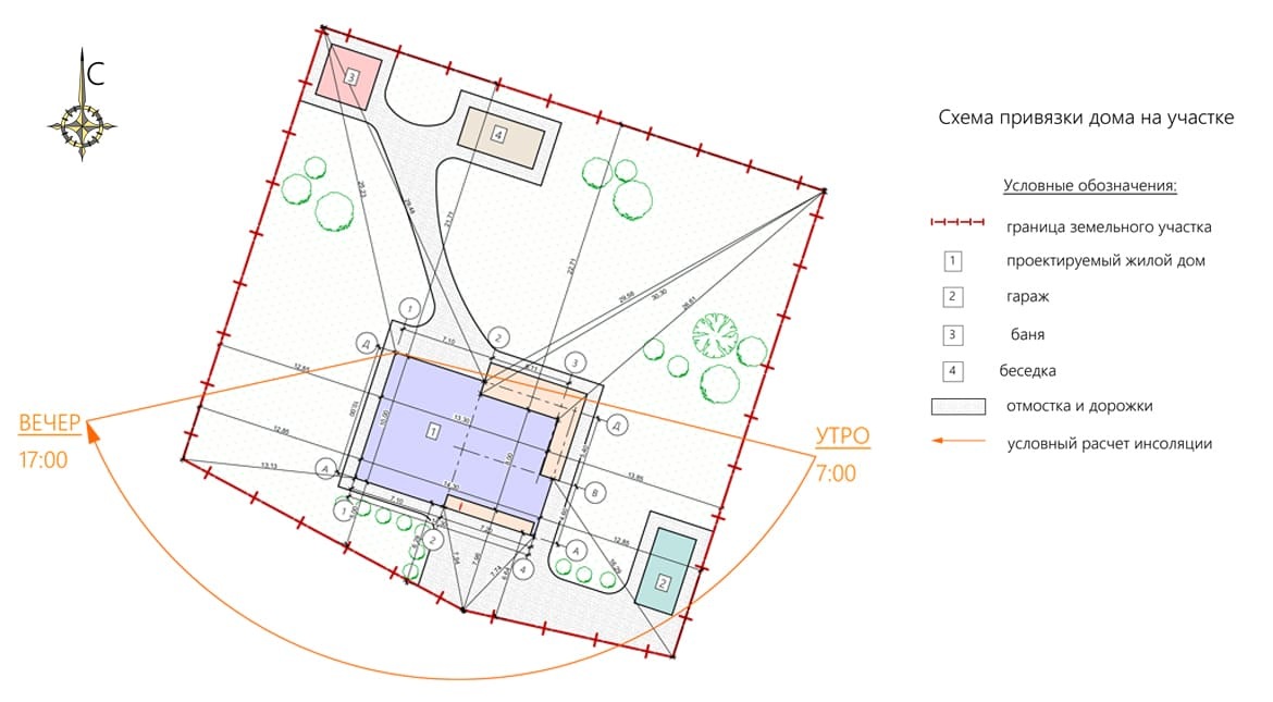 Схема посадки здания на земельном участке
